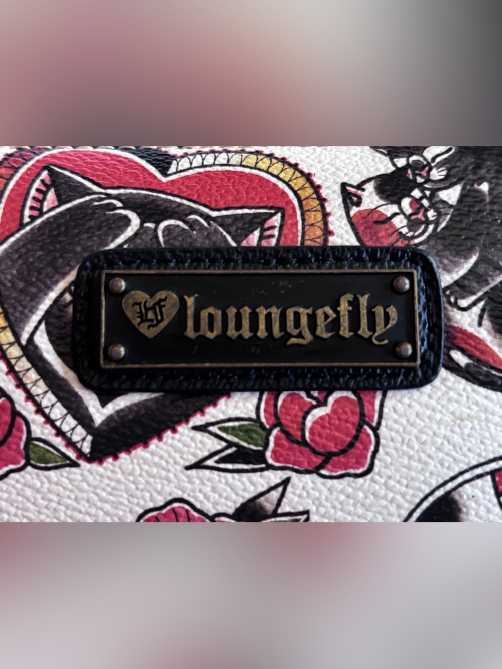 Rare Retired Loungefly x Iris Lys Tattoo Cat Flash Print Zip Around Wallet - Picture 3 of 8